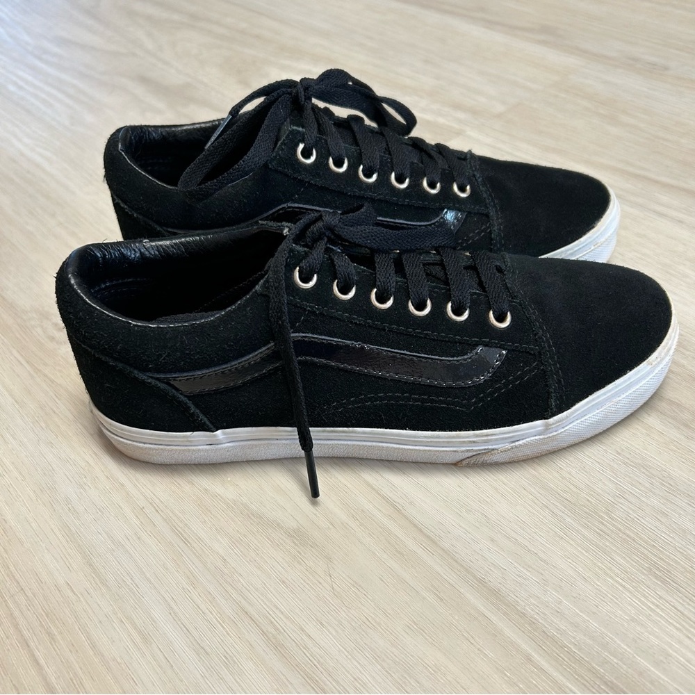 Vans Off The Wall Shoes‎ Kids Size 5 Black Suede Sneakers Skate Unisex.